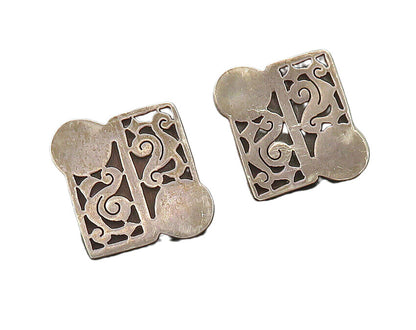 VGV MEXICO 925 Silver  Vintage Dark Tone Cutout Design Drop Earrings  EG9982