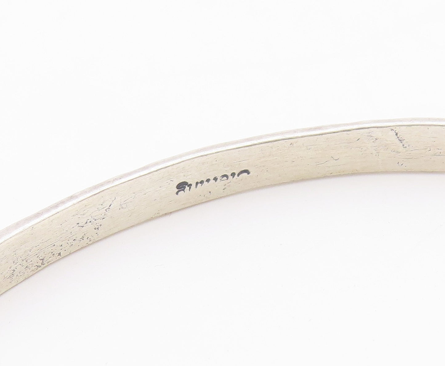 NAVAJO 925 Sterling Silver Vintage Etched Pattern Shiny Bangle Bracelet BT8214