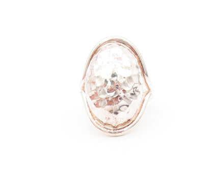 925 Sterling Silver Vintage Ring MEXICO Brutalist Carved Oval Dome SZ 8  RG32110