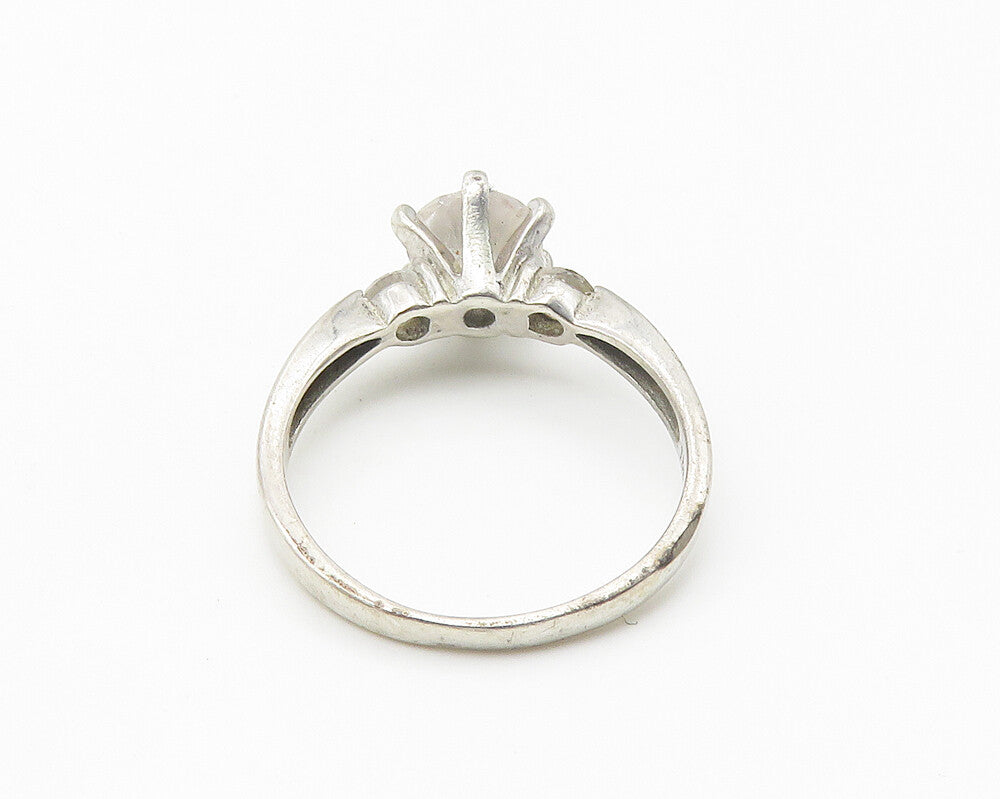 925 Sterling Silver  Cubic Zirconia Solitaire With Accents Ring Sz 8  RG10247