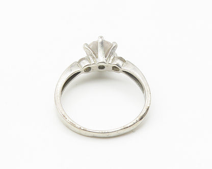 925 Sterling Silver  Cubic Zirconia Solitaire With Accents Ring Sz 8  RG10247