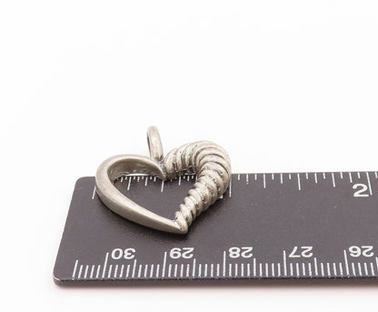 925 Sterling Silver Vintage Pendant Dark Tone Roped Cutout Heart  PT24118