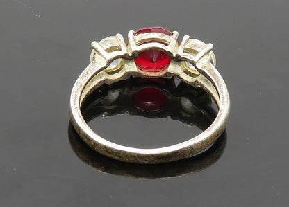 925 Silver  Vintage Pink Topaz & Cubic Zirconia Band Ring Sz 10  RG20627