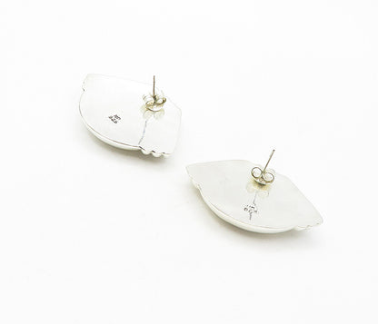 925 Sterling Silver  Vintage Shiny Hollow Fluted Detail Drop Earrings  EG3935