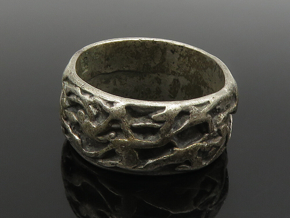 GUSTERMAN 925 Silver  Vintage Oxidized Modernist Band Ring Sz 10  RG24813