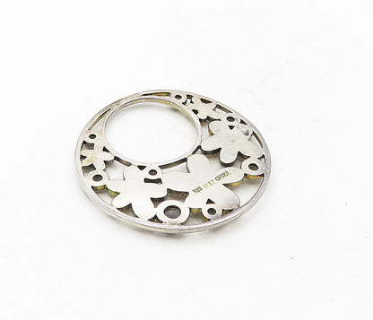 ELLE 925 Sterling Silver  Vintage Smoky Topaz Smooth Floral Pendant  PT7011