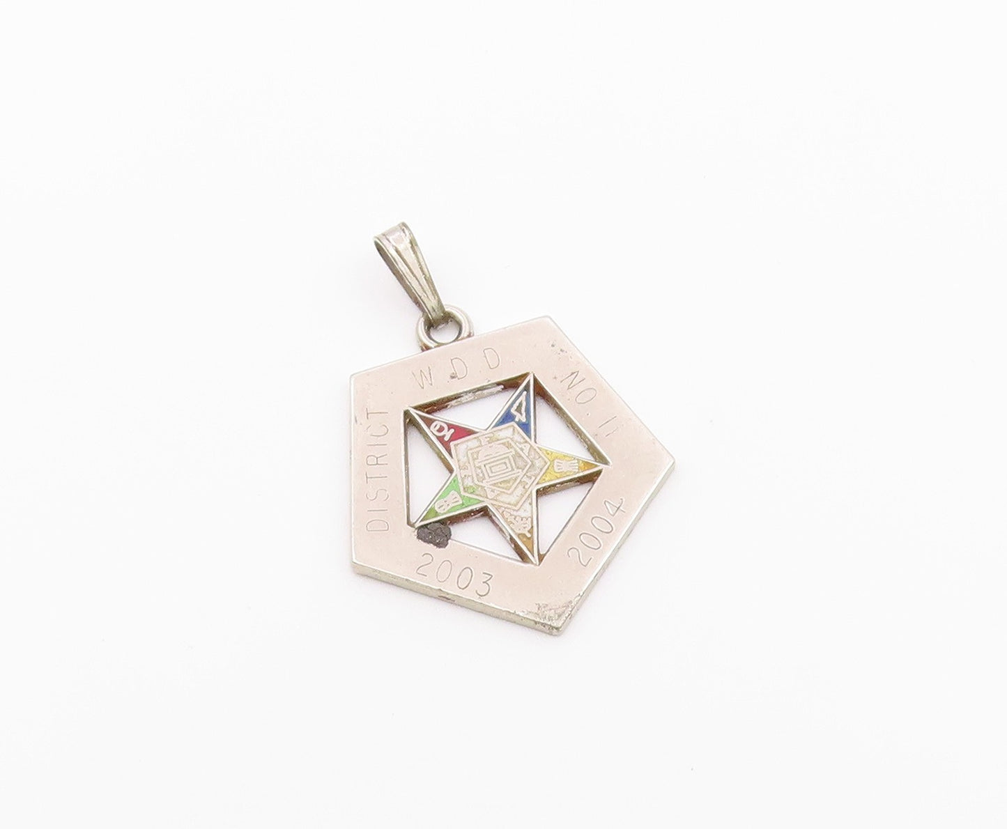 925 Sterling Silver  Vintage Shiny Enamel Detail Star Drop Pendant  PT17072