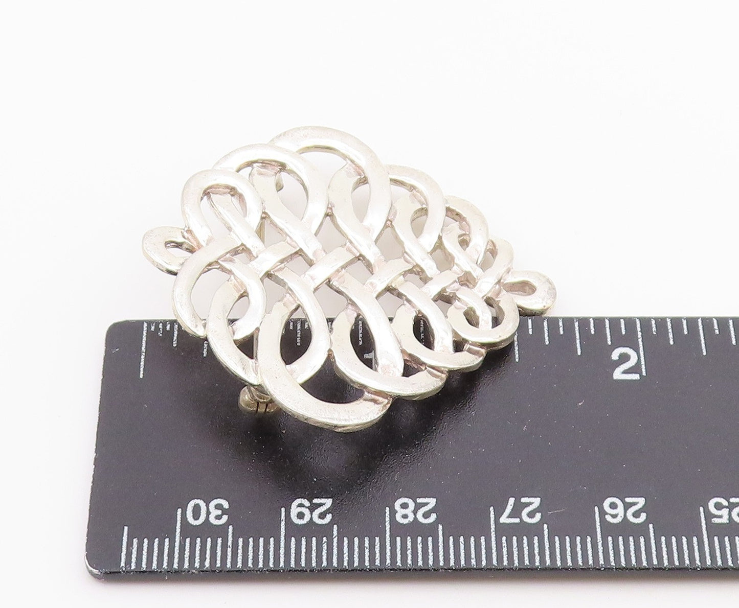MMA 925 Sterling Silver  Vintage Shiny Open Knot Design Brooch Pin  BP7973