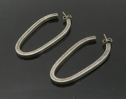 925 Sterling Silver Vintage Smooth Minimalist Oval Hoop Earrings EG9001