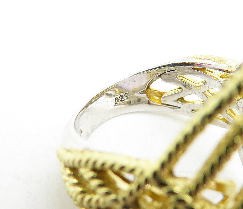 925 Sterling Silver  Cabochon Cut Milky Quartz Cocktail Ring Sz 8  RG4100