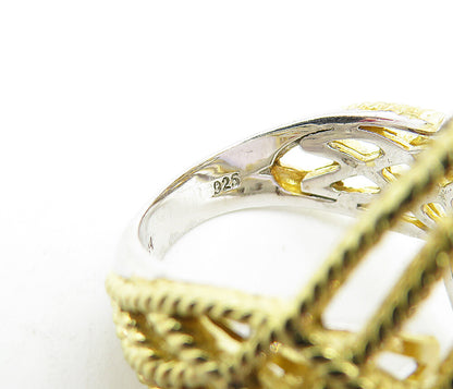 925 Sterling Silver  Cabochon Cut Milky Quartz Cocktail Ring Sz 8  RG4100