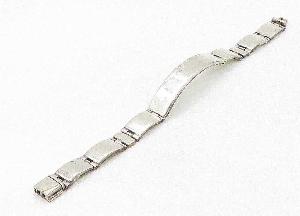 925 Sterling Silver  Vintage Shiny Smooth Bar Hinge Chain Bracelet  BT8533