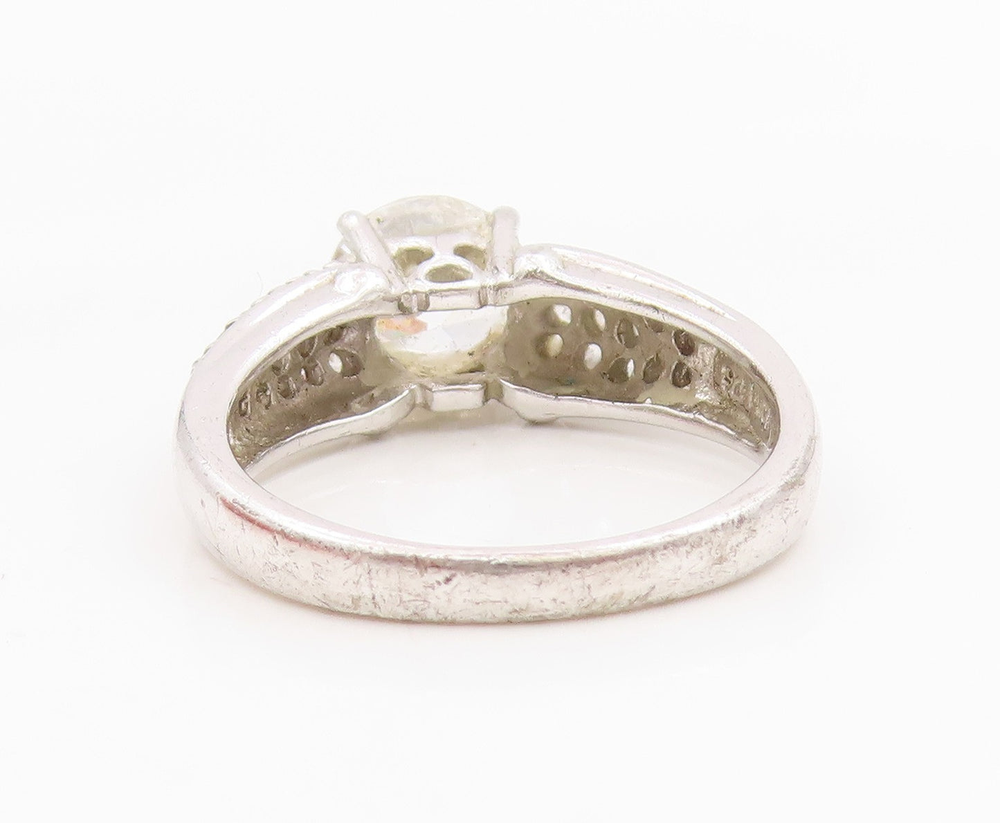 925 Sterling Silver Vintage Ring Sparkling CZ Statement Band  Sz 8.5  RG34197