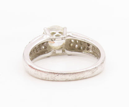 925 Sterling Silver Vintage Ring Sparkling CZ Statement Band  Sz 8.5  RG34197