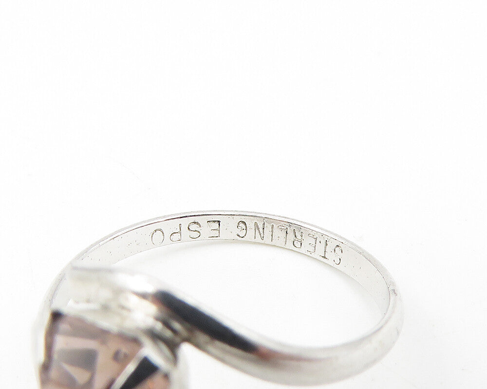 ESPOSITO 925 Sterling Silver  Topaz Shiny Bypass Petite Band Ring Sz 5 RG11092