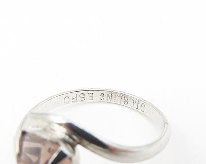 ESPOSITO 925 Sterling Silver  Topaz Shiny Bypass Petite Band Ring Sz 5 RG11092