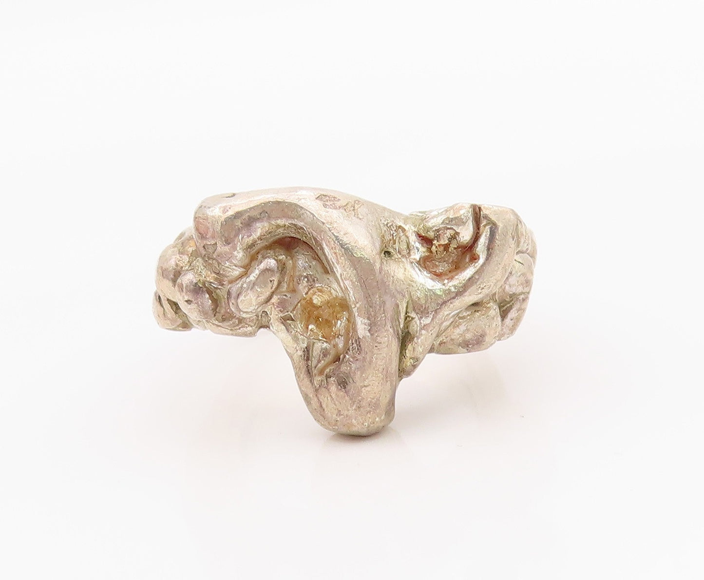 925 Sterling Silver Vintage Ring Brutalist Solid Sculptural Band  Sz 8  RG36327