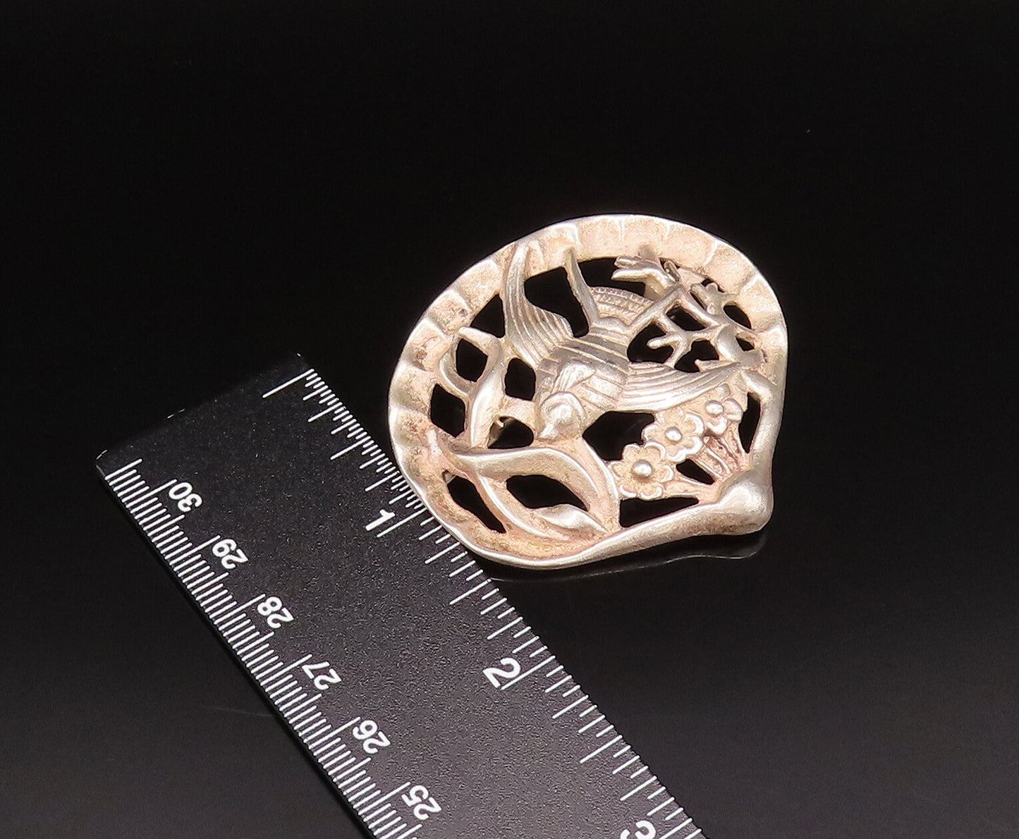925 Sterling Silver Vintage Under The Sea Fish Scenery Brooch Pin  BP9764