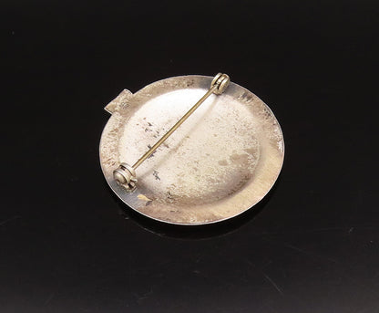 P&B 925 Silver  Vintage Antique Swirl Edge Wall Clock Brooch Pin  BP9977