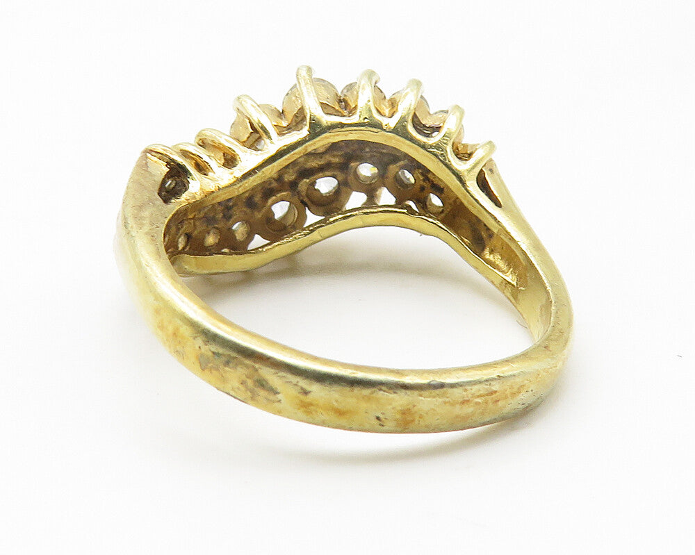 PAJ 925 Silver  Vintage Cubic Zirconia Gold Plated Band Ring Sz 7  RG11614