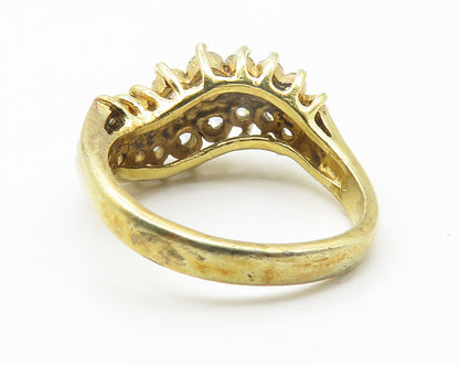 PAJ 925 Silver  Vintage Cubic Zirconia Gold Plated Band Ring Sz 7  RG11614