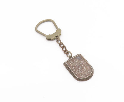 925 Sterling Silver Vintage Key Chain ISRAEL Carved Jerusalem Cityscape  TR4211