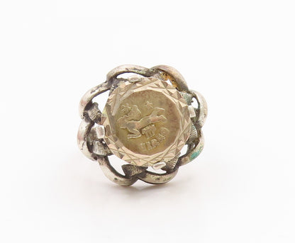 925 Sterling Silver Vintage Ring Etched Virgo Zodiac Coin Band  Sz 8  RG35609