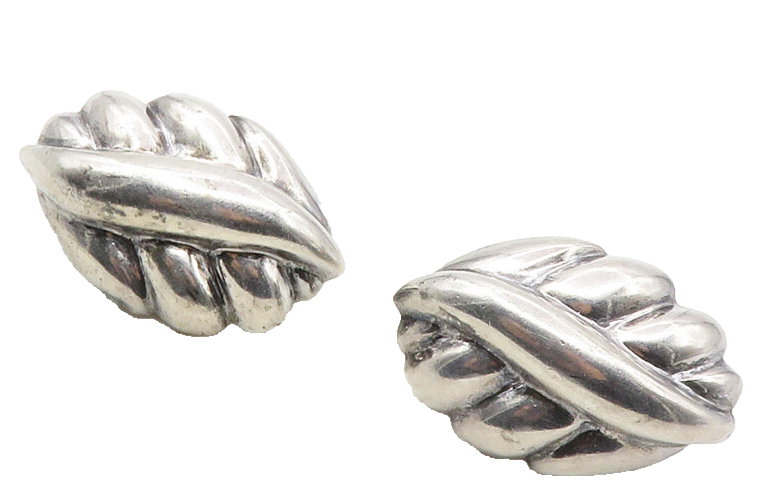 CHARLES KRYPELL 925 Silver & 14K GOLD  Vintage Fluted Drop Earrings  EG5080