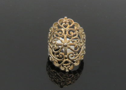 925 Sterling Silver  Vintage Shiny Open Heart Swirl Band Ring Sz 6  RG20494