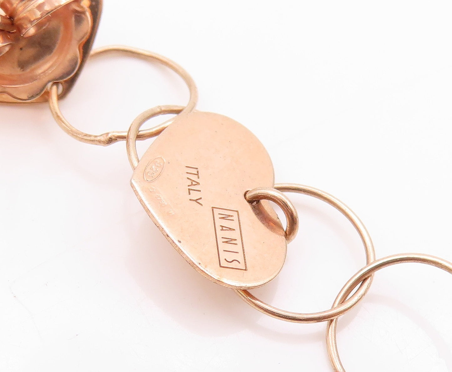 925 Sterling Silver Vintage Earrings Rose Gold Plated NANIS Drop Heart EG13566