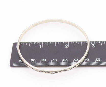 NAVAJO 925 Sterling Silver Vintage Etched Pattern Shiny Bangle Bracelet BT8214