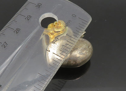 GORHAM 925 Silver  Vintage Two Tone Rose Flower Love Heart Pendant  PT19353