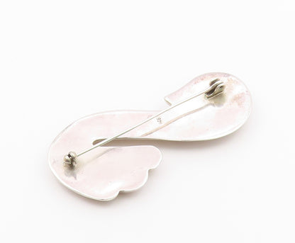 925 Sterling Silver  Vintage Shiny Hollow SShape Swirl Brooch Pin  BP8856