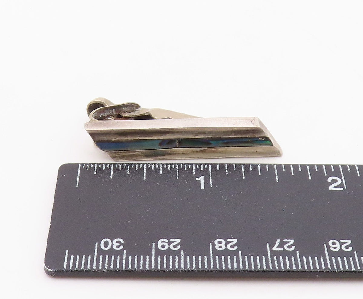 TAXCO 925 Sterling Silver  Vintage Abalone Shell Tie Clip  TR2932