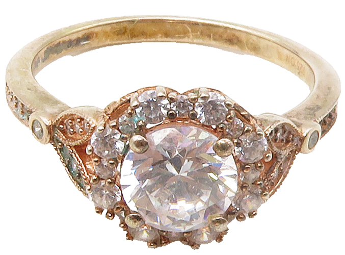925 Sterling Silver  Cubic Zirconia Rose Gold Plated Band Ring Sz 10  RG16771