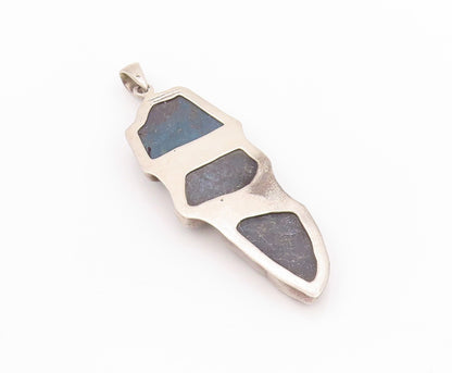 925 Sterling Silver Vintage Pendant CHARLES ALBERT Heavy Brutalist Gem  PT24714