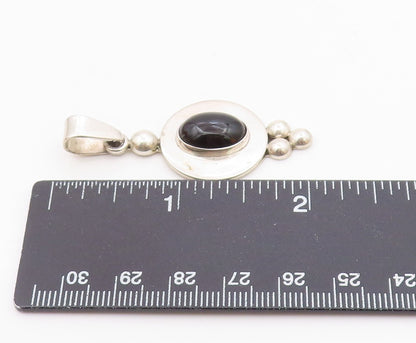 MEXICO 925 Sterling Silver  Vintage Cabochon Cut Black Onyx Pendant  PT9318