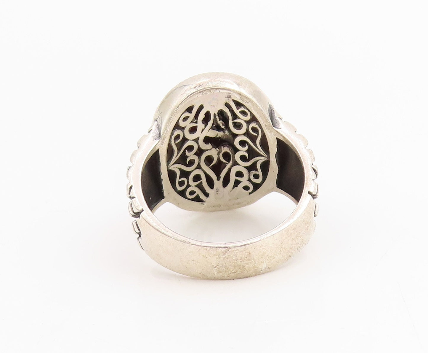 925 Sterling Silver Vintage Ring Cabochon Onyx Chunky Bold Band Sz 11.5 RG34799