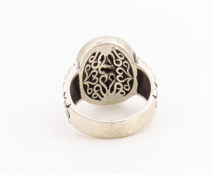 925 Sterling Silver Vintage Ring Cabochon Onyx Chunky Bold Band Sz 11.5 RG34799