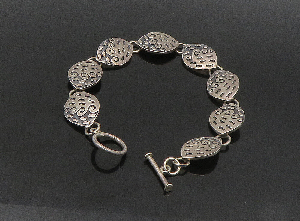 DESIGNER 925 Sterling Silver  Vintage Shiny Fish Motif Chain Bracelet  BT9238