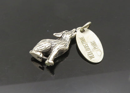 925 Sterling Silver  Vintage Howling Wolf Yellowstone Park Pendant  PT17427