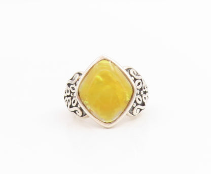 925 Sterling Silver Vintage Ring Carved Floral Scrollwork Band  Sz 6  RG33880