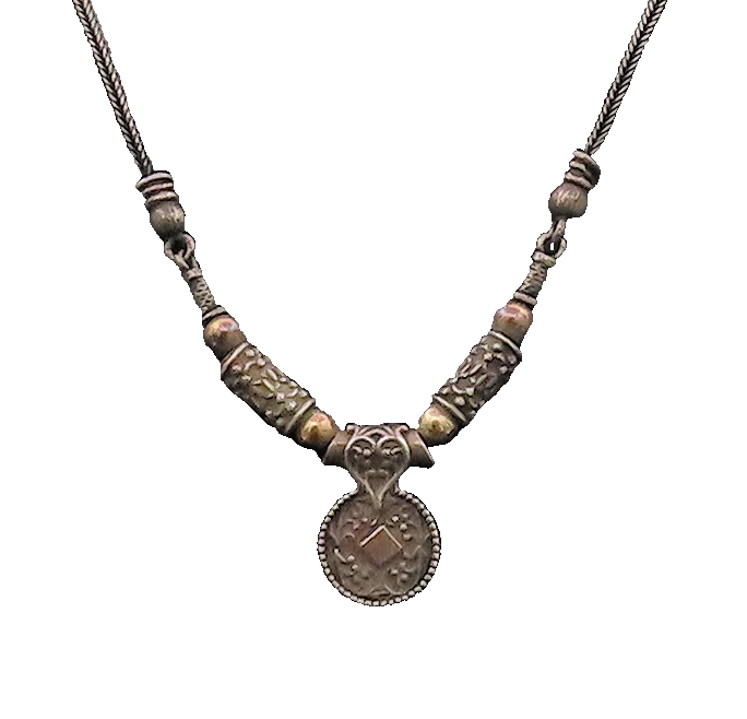 ZANFIELD 925 Silver  Vintage Swirly Carved Ancient Beaded Necklace  NE4101