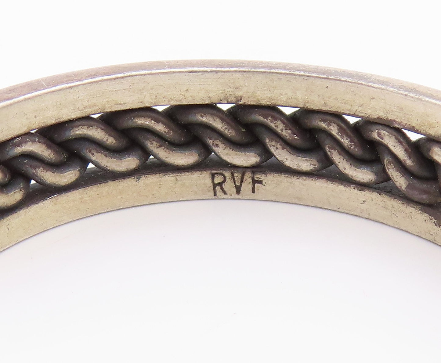 925 Sterling Silver Vintage Bracelet ROGER FRANCISCO NAVAJO Roped Cuff  BT11296