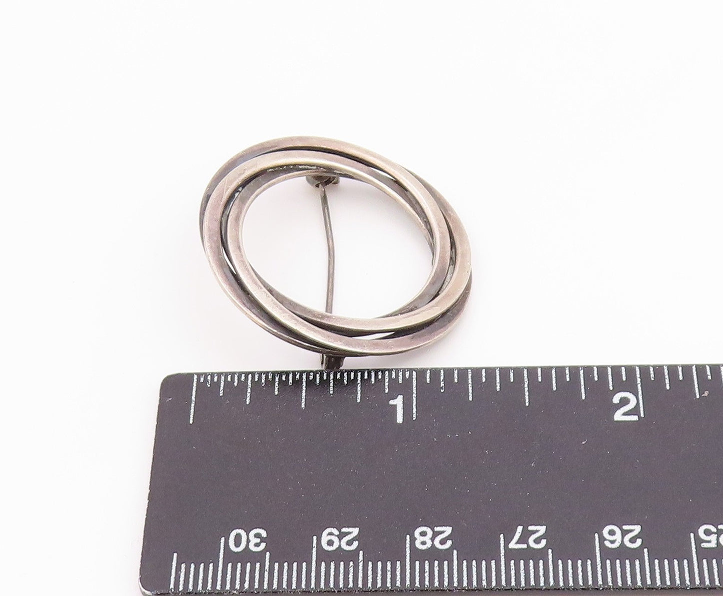 HERMANN SIERSBOL DENMARK 925 Silver  Vintage Open Circle Brooch Pin  BP6536