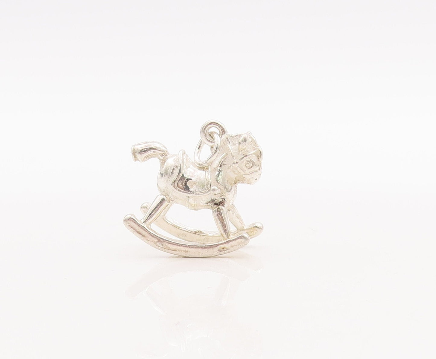 925 Sterling Silver Vintage Pendant Mini Rocking Horse Char Charm  PT23467