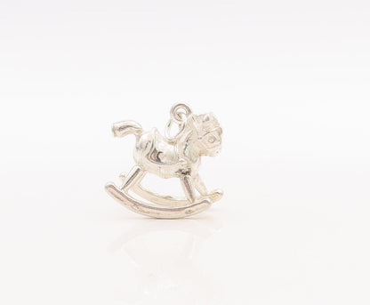 925 Sterling Silver Vintage Pendant Mini Rocking Horse Char Charm  PT23467
