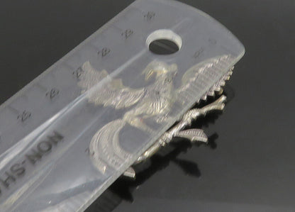 925 Sterling Silver  Vintage Dark Tone Perched Bird Motif Brooch Pin  BP9014