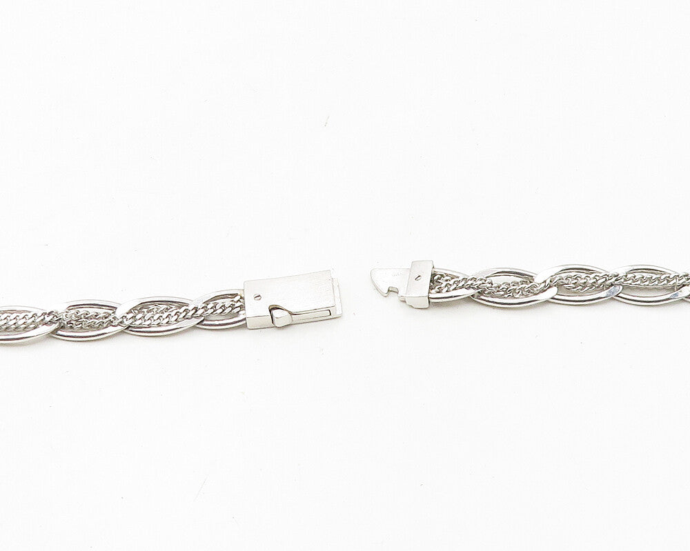 PIANEGONDA 925 Silver  Shiny Polished Pointed Oval Link Chain Necklace  NE2932