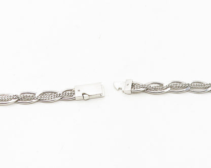 PIANEGONDA 925 Silver  Shiny Polished Pointed Oval Link Chain Necklace  NE2932